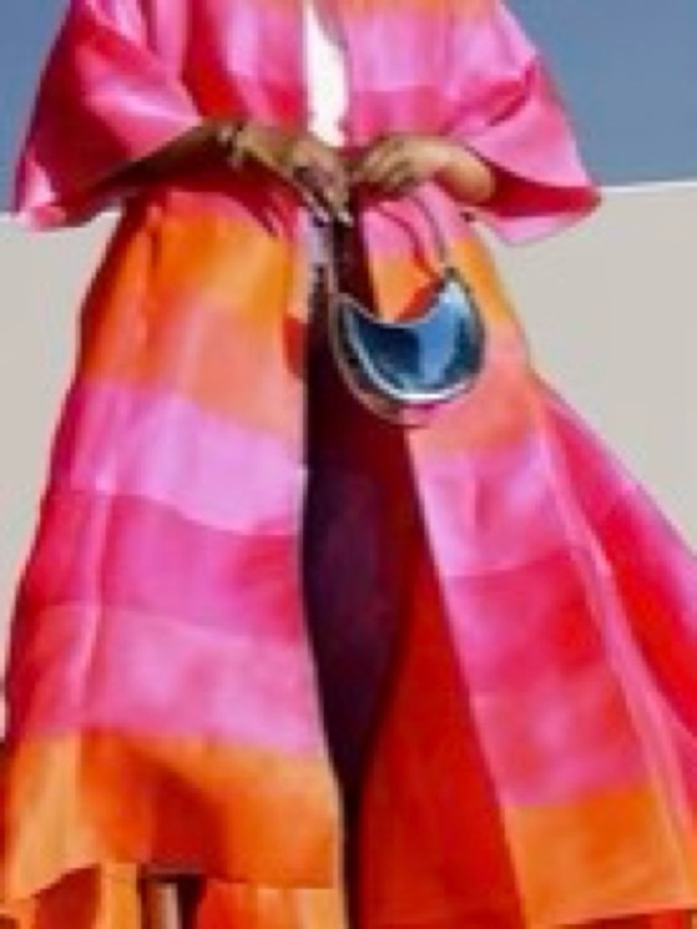 💓Bright Pink and Orange Striped Maxi Kimono🧡 - Picture 5 of 7